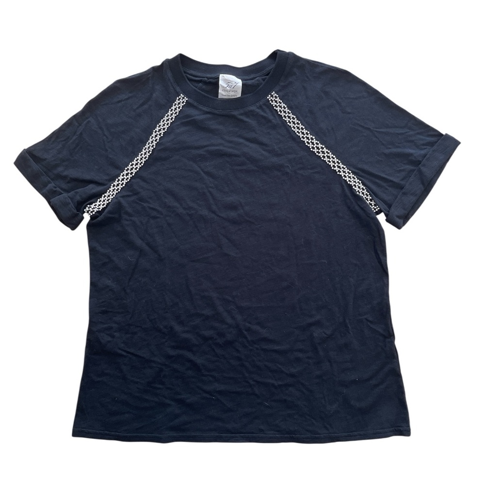 Cinq a Sept Gemstone Short Sleeve Black Tee